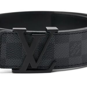Authentic Louis Vuitton Dark Checkered Belt with LV Logo